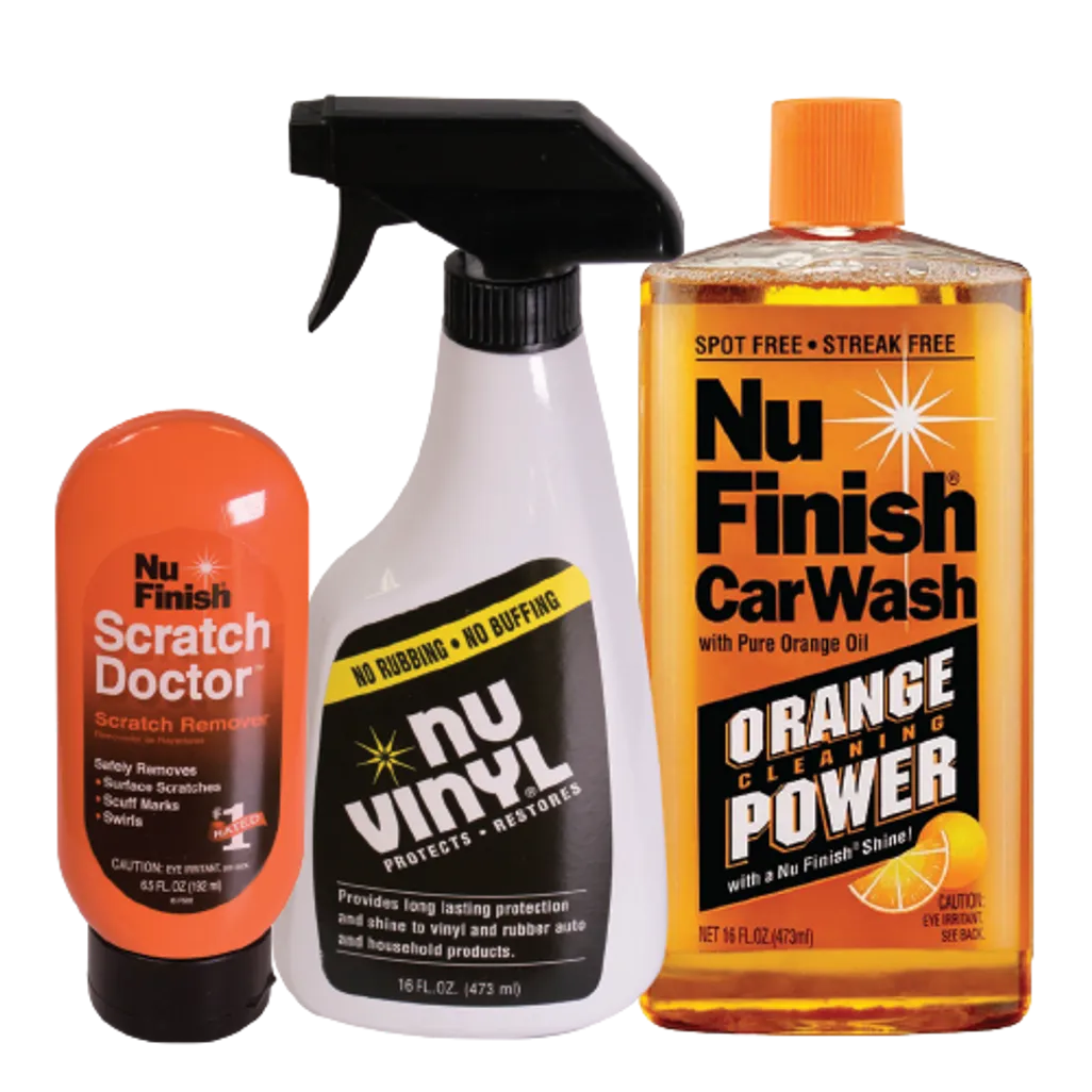 Nu Finish Luxury Combo (Scratch Doctor - 192 ml & Vinyl Protectant - 473 ml & Car Wash - 473 ml)