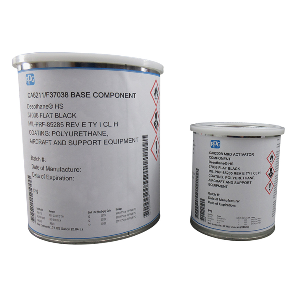 PPG Aerospace CA8211 HS Topcoat Matt Black FS37038 (base 96 oz / activator 32 oz) - 1 gln