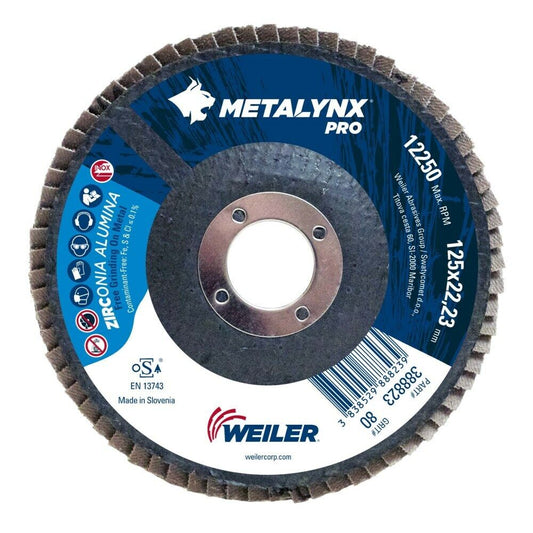 METALYNX Pro Zirc Inox Flap Disc P80 - 100 mm x 15 mm