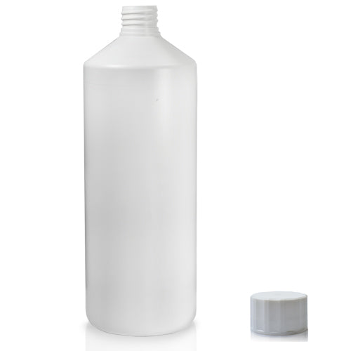 White Plastic Bottle and Screw Lid - 1 lit